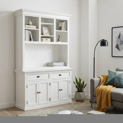 White Solid Wood Adjustable Two Tier Bookcase