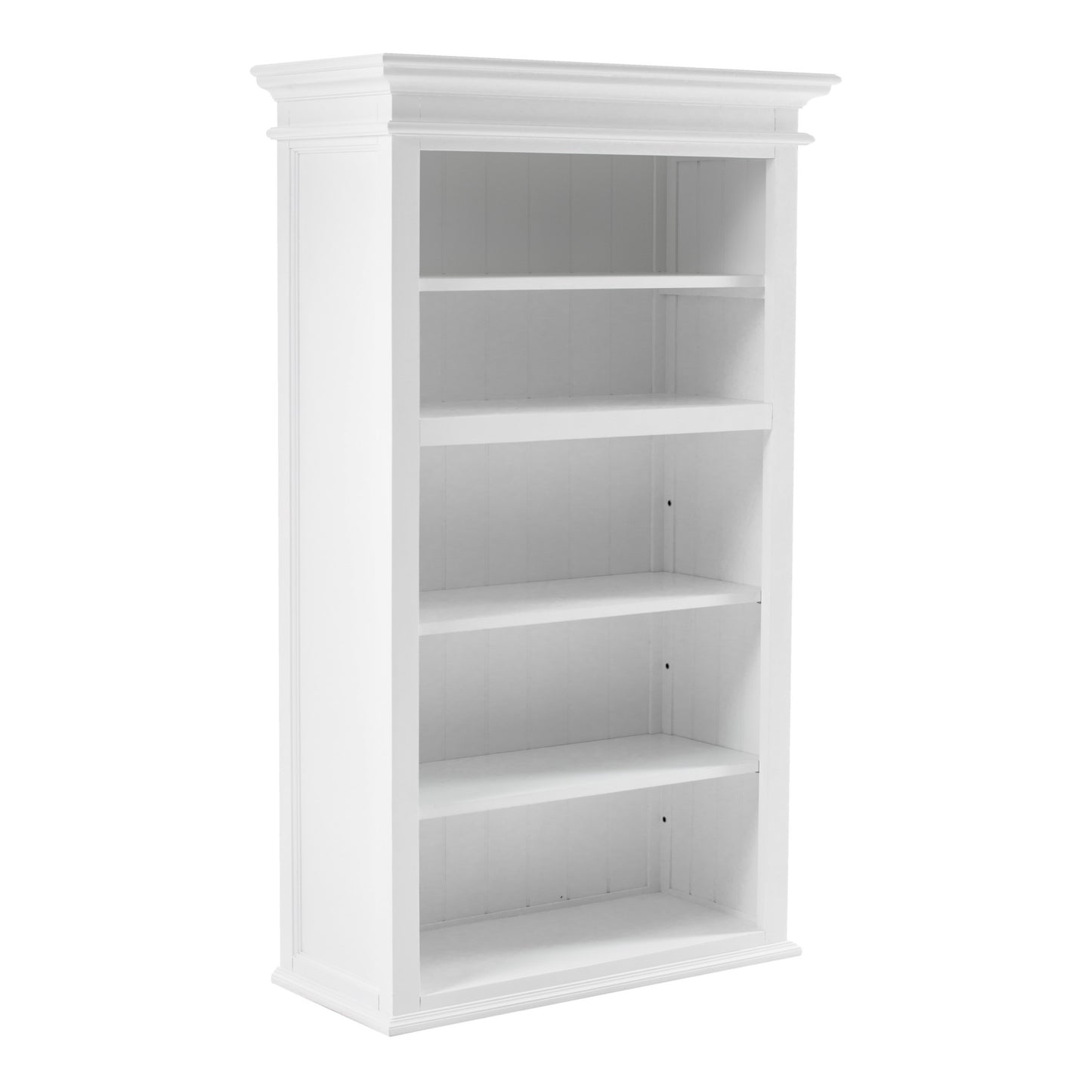 White Solid Wood Adjustable Four Tier Bookcase