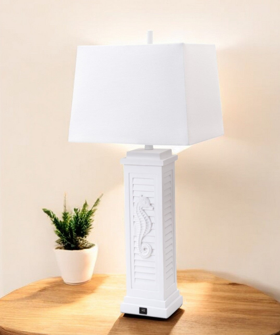 Set of Two 32" White Table Lamp With Off White Shade