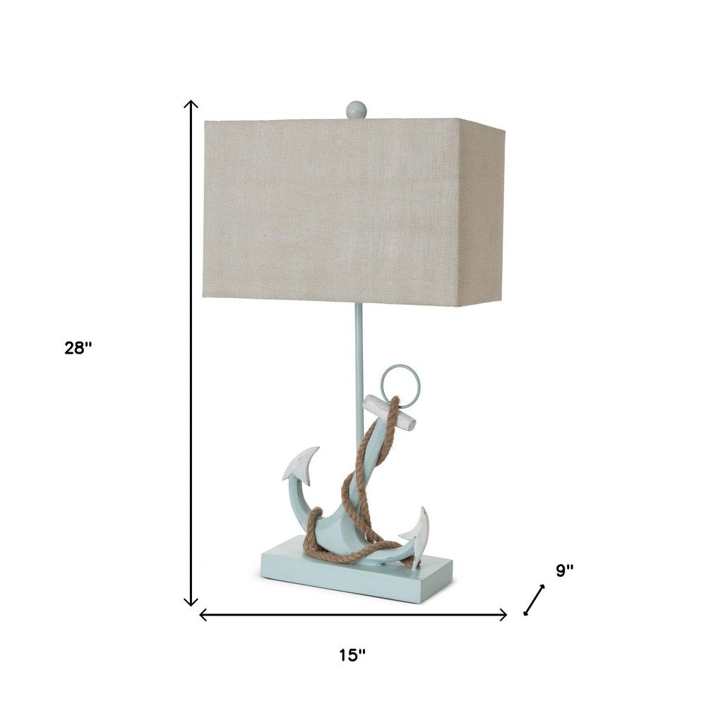 Set of Two 28" Blue Coastal Anchor Table Lamps With Beige Shade