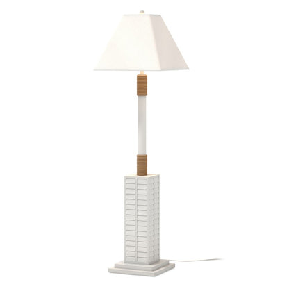 63" White Polyresin Floor Lamp With White Linen Shade