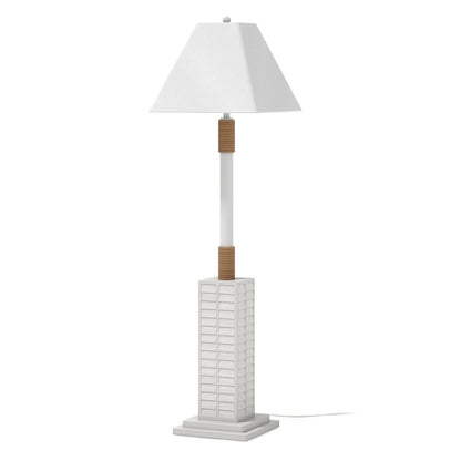 63" White Polyresin Floor Lamp With White Linen Shade