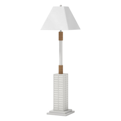 63" White Polyresin Floor Lamp With White Linen Shade