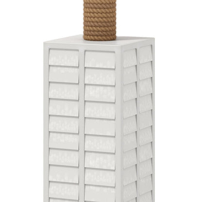 63" White Polyresin Floor Lamp With White Linen Shade