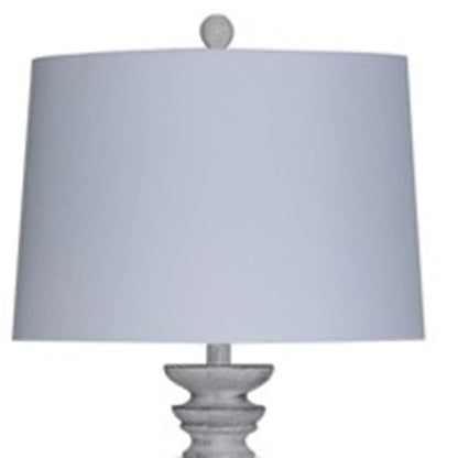 63" White Resin Floor Lamp With White Fabric Drum Shade