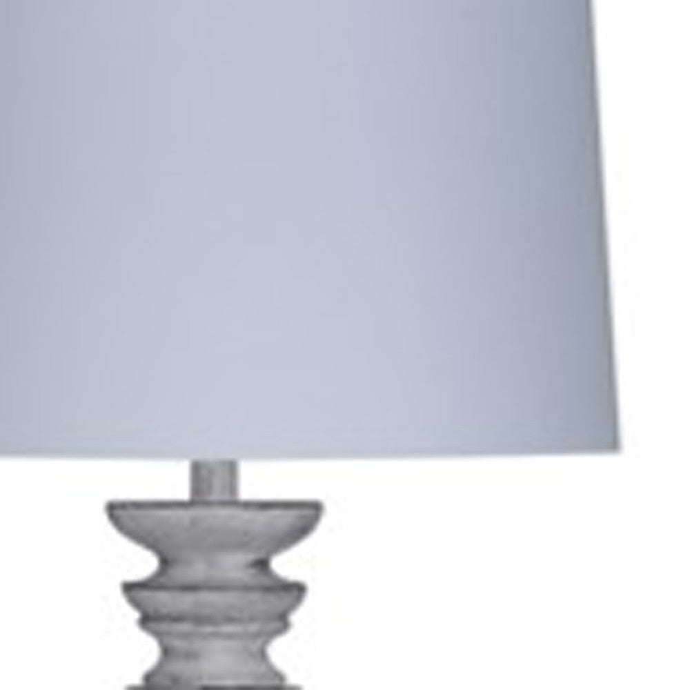 63" White Resin Floor Lamp With White Fabric Drum Shade