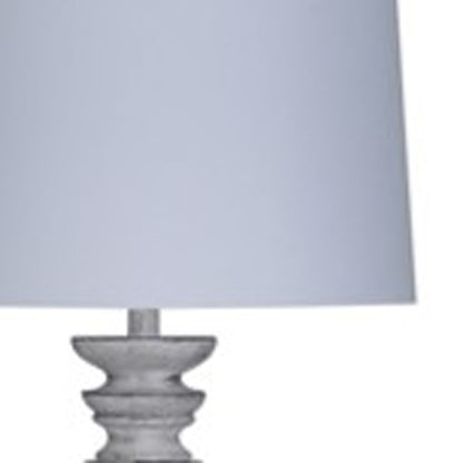63" White Resin Floor Lamp With White Fabric Drum Shade