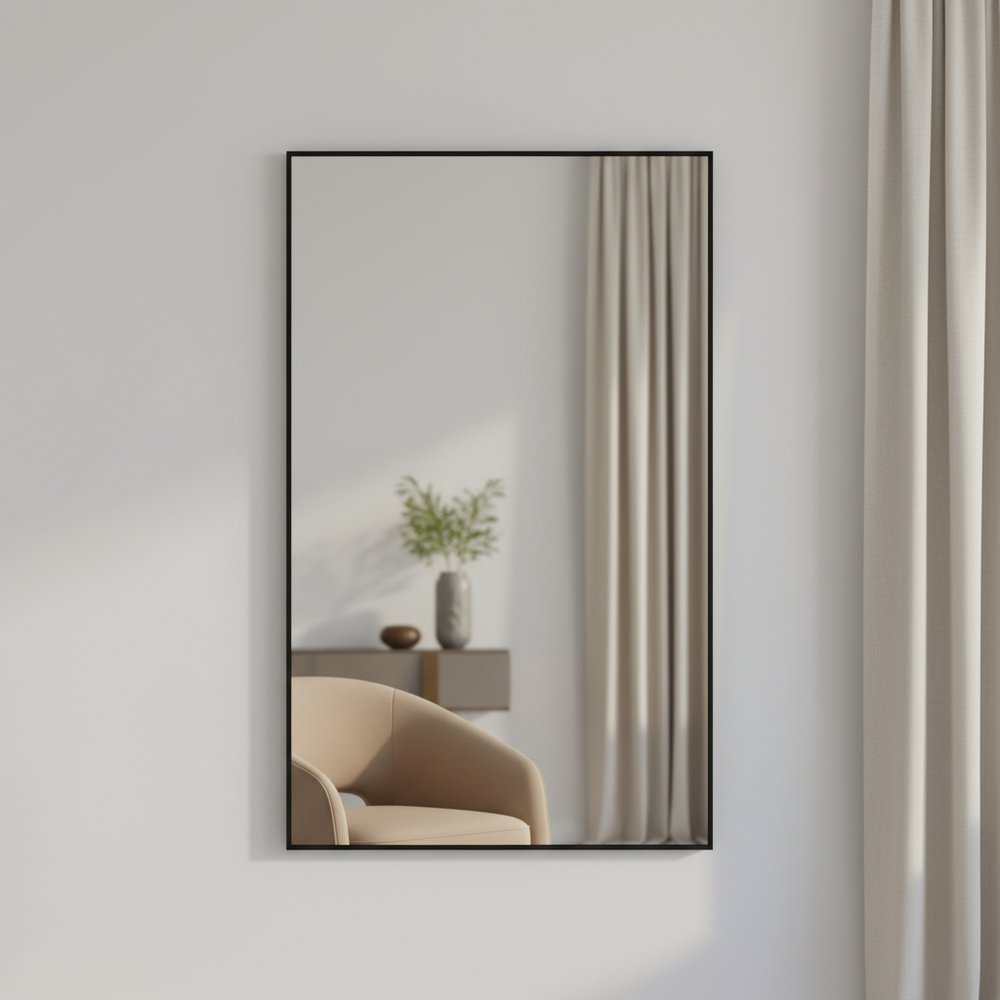 51" Black Metal Framed Full Length Hanging Mirror