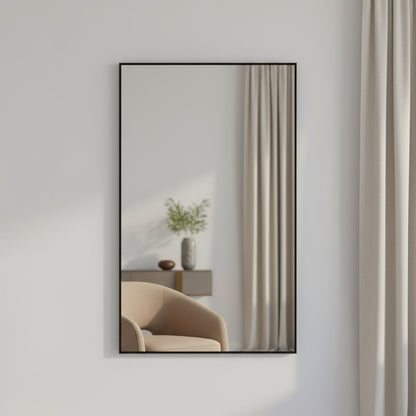 51" Black Metal Framed Full Length Hanging Mirror