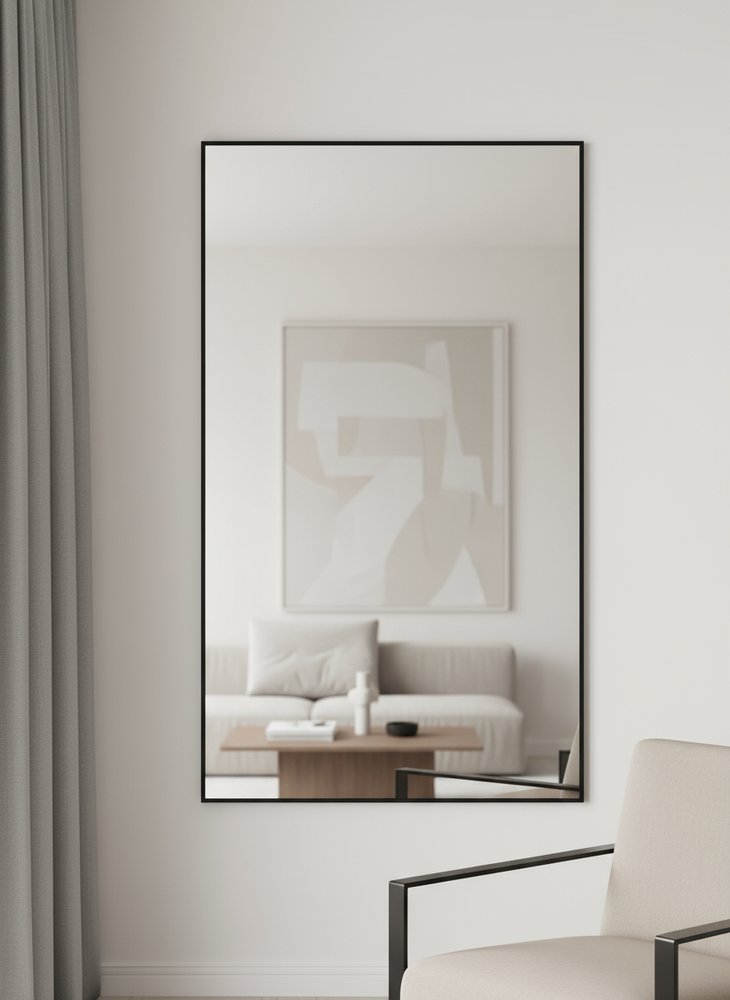 51" Black Metal Framed Full Length Hanging Mirror