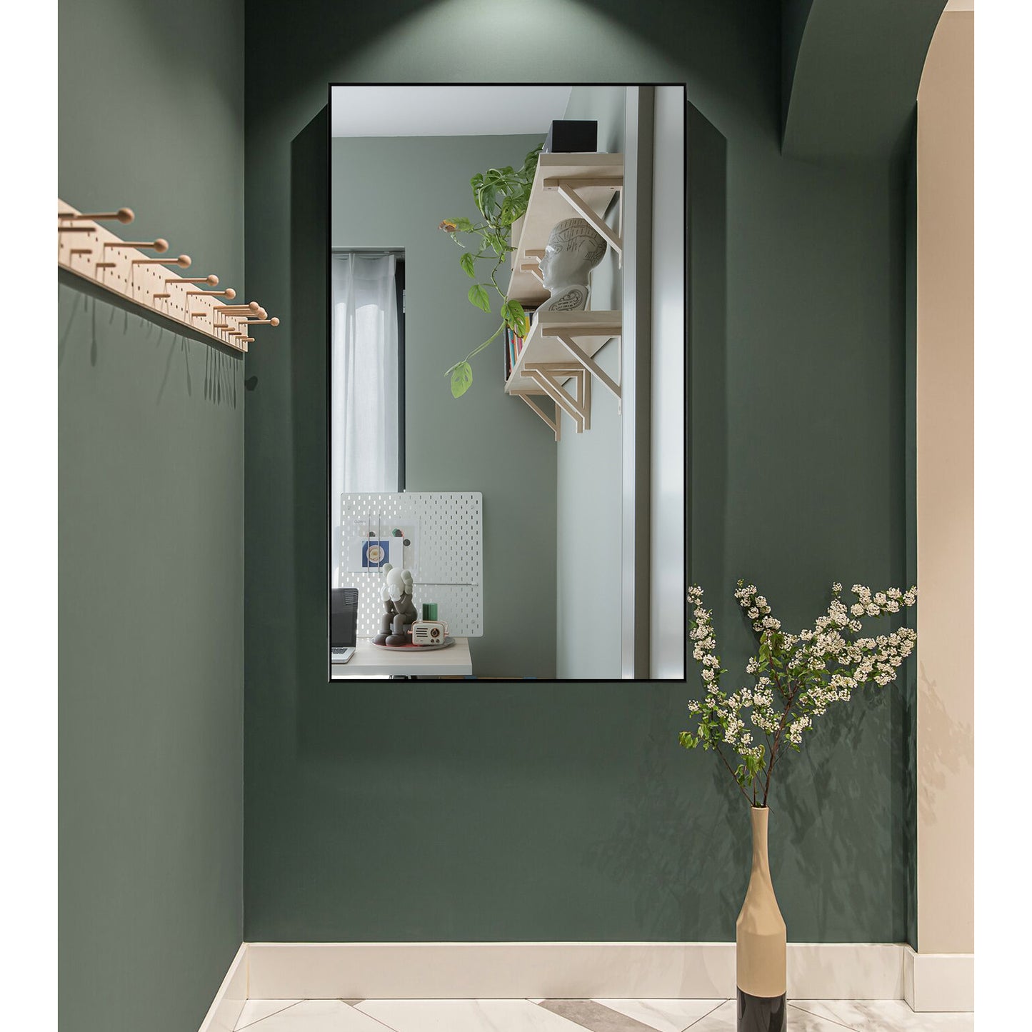 51" Black Metal Framed Full Length Hanging Mirror