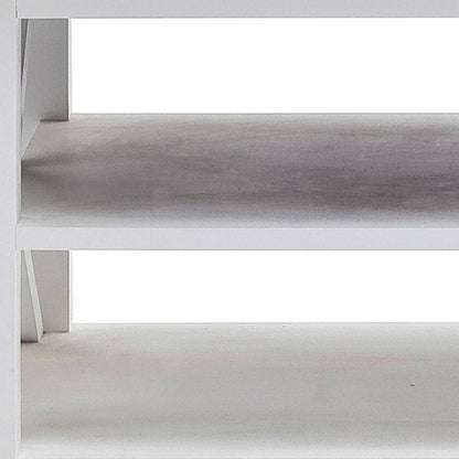 47" White Solid Wood And Solid And Manufactured Wood Coffee Table With Three Shelves