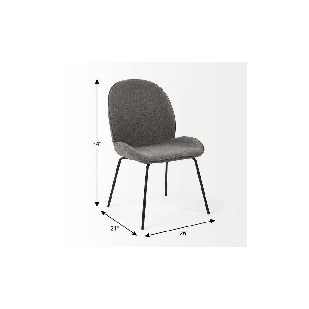 Gray and Black Fabric Dining Side Chair