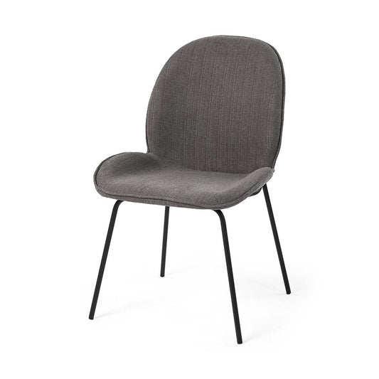 Gray and Black Fabric Dining Side Chair
