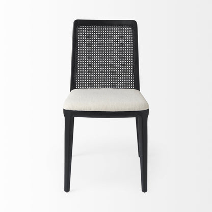 Set of Two Black Upholstered Fabric Cross Back Dining Side Chairs
