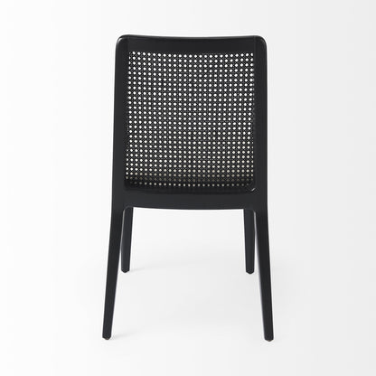 Set of Two Black Upholstered Fabric Cross Back Dining Side Chairs