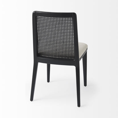 Set of Two Black Upholstered Fabric Cross Back Dining Side Chairs