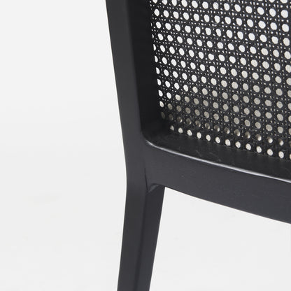 Set of Two Black Upholstered Fabric Cross Back Dining Side Chairs