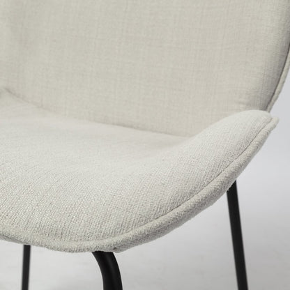 Set of Two White and Black Upholstered Fabric Dining Side Chairs