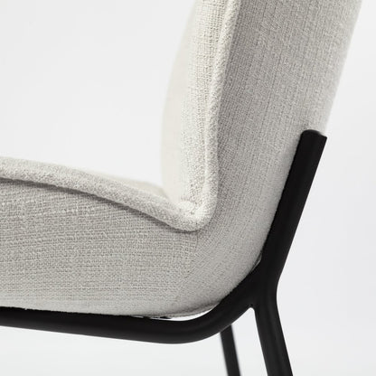 Set of Two White and Black Upholstered Fabric Dining Side Chairs