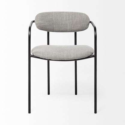 Gray and Black Fabric Dining Arm Chair