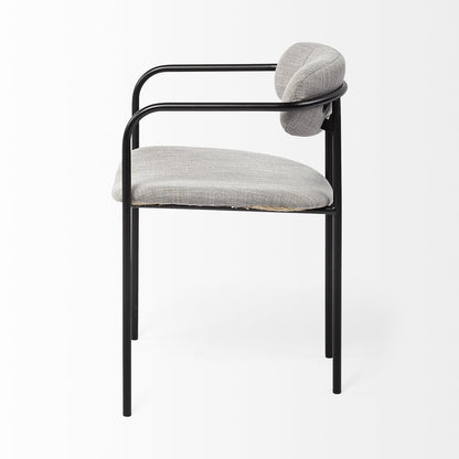 Gray and Black Fabric Dining Arm Chair