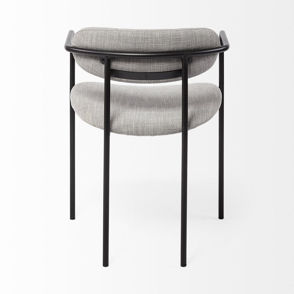 Gray and Black Fabric Dining Arm Chair