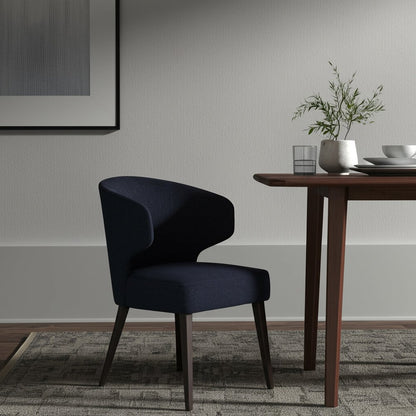 Navy Blue And Black Wingback Dining Side Chair