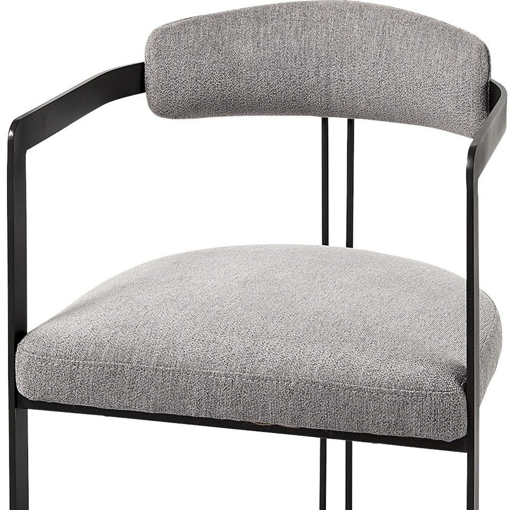 Gray and Black Upholstered Dining Arm Chair