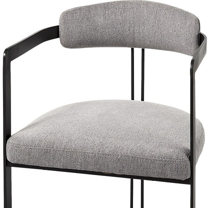 Gray and Black Upholstered Dining Arm Chair