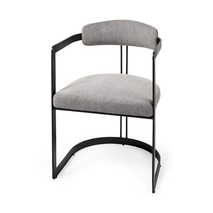 Gray and Black Upholstered Dining Arm Chair