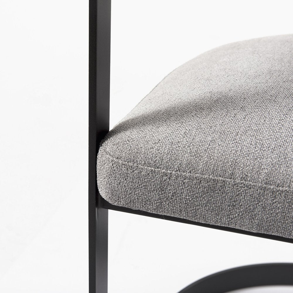 Gray and Black Upholstered Dining Arm Chair