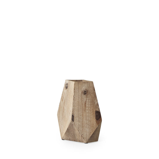 9" Natural Abstract Cylinder Solid Wood Table Vase
