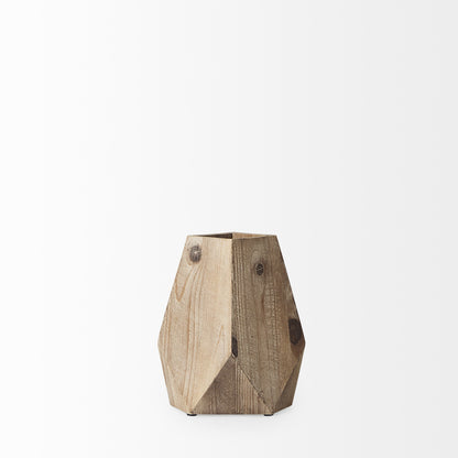 9" Natural Abstract Cylinder Solid Wood Table Vase