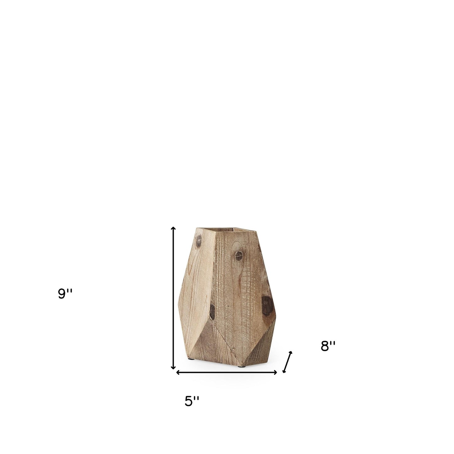 9" Natural Abstract Cylinder Solid Wood Table Vase