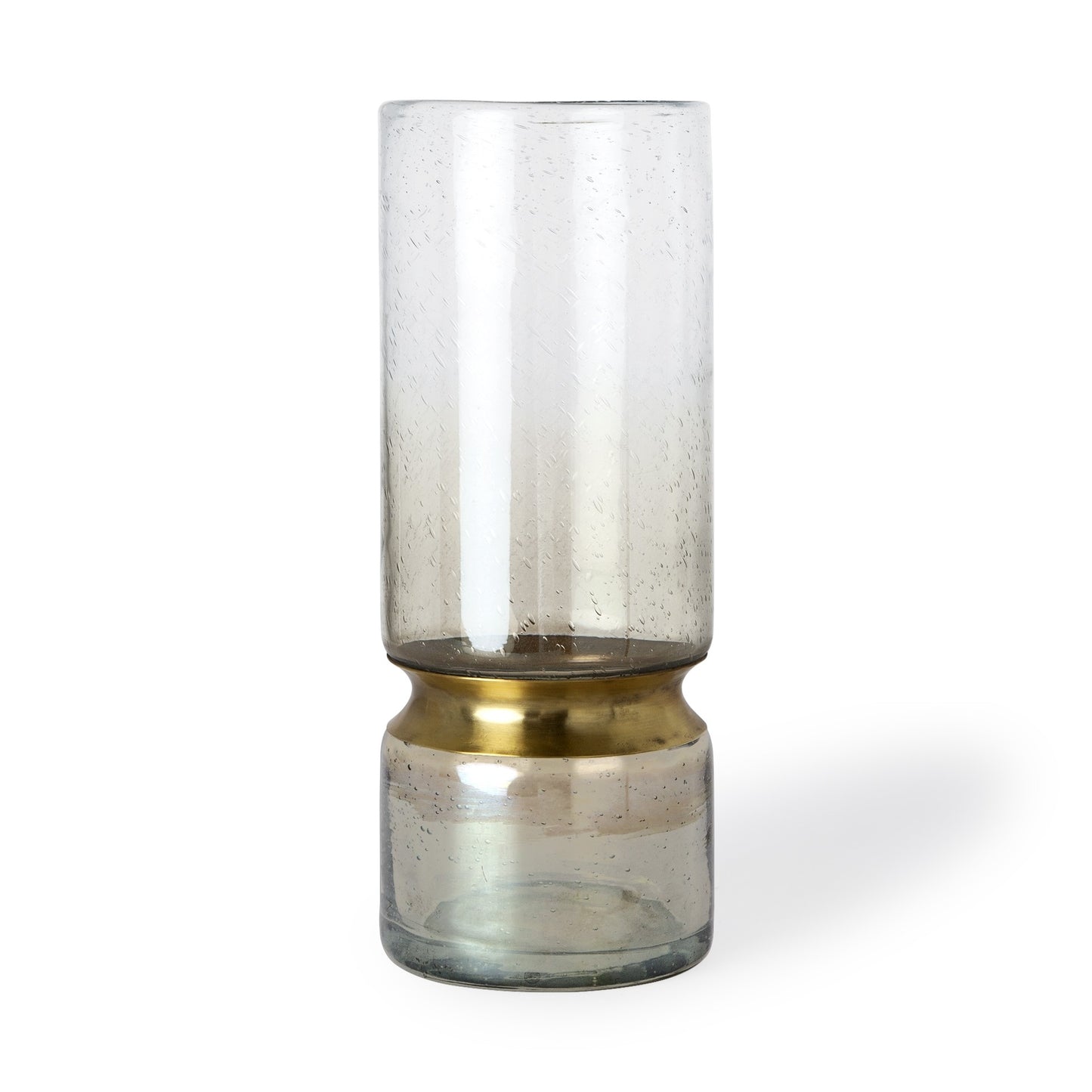 13" Gold Abstract Cylinder Metal Table Vase