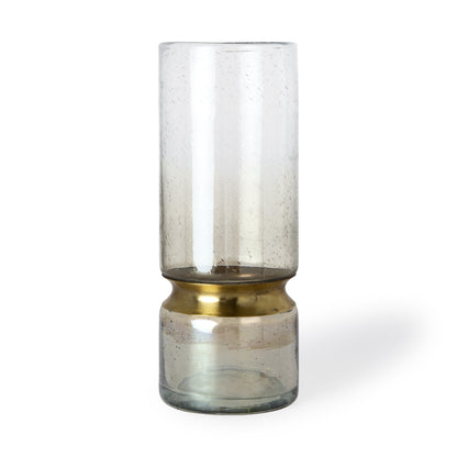 13" Gold Abstract Cylinder Metal Table Vase