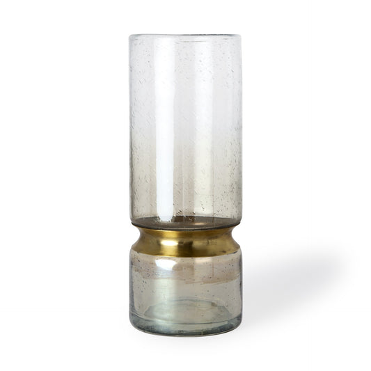 13" Gold Abstract Cylinder Metal Table Vase