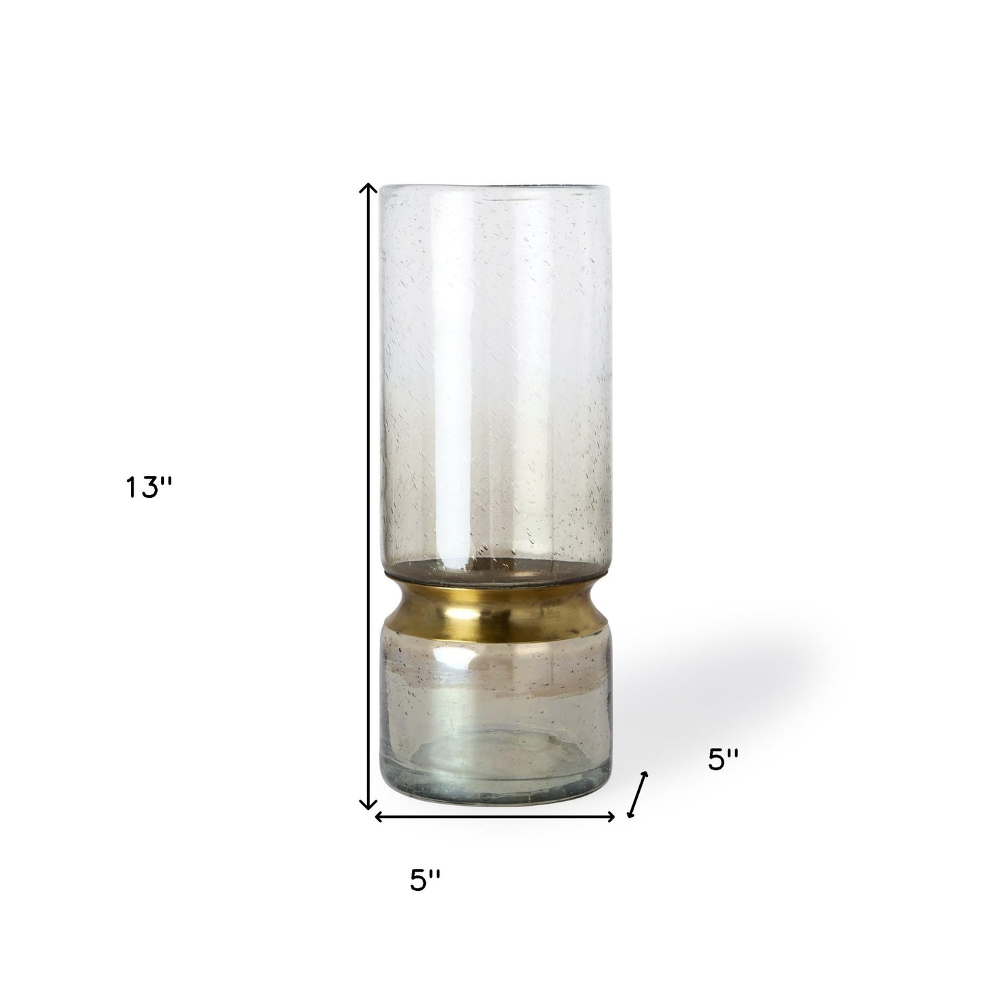 13" Gold Abstract Cylinder Metal Table Vase