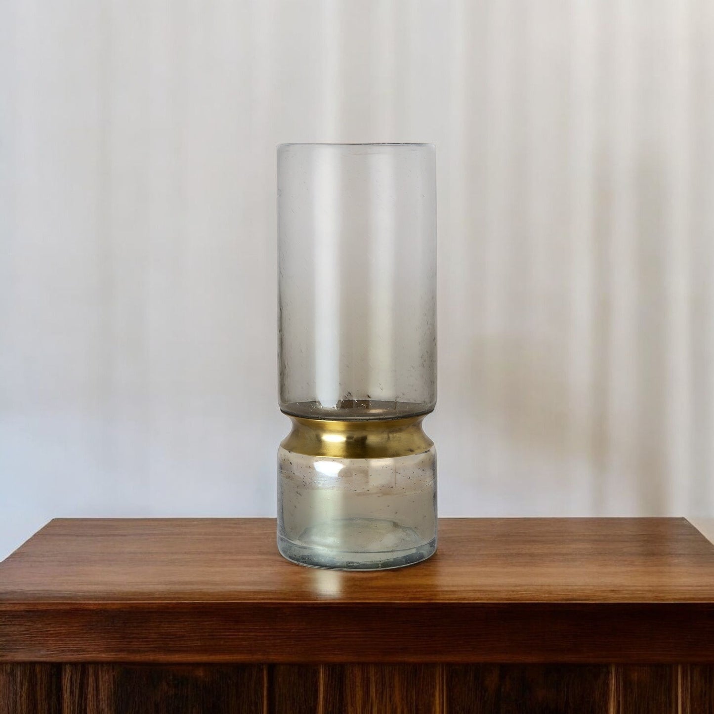 13" Gold Abstract Cylinder Metal Table Vase