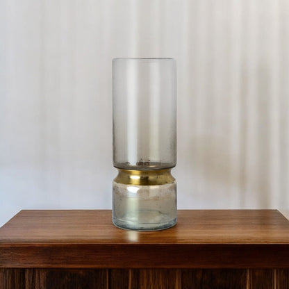 13" Gold Abstract Cylinder Metal Table Vase