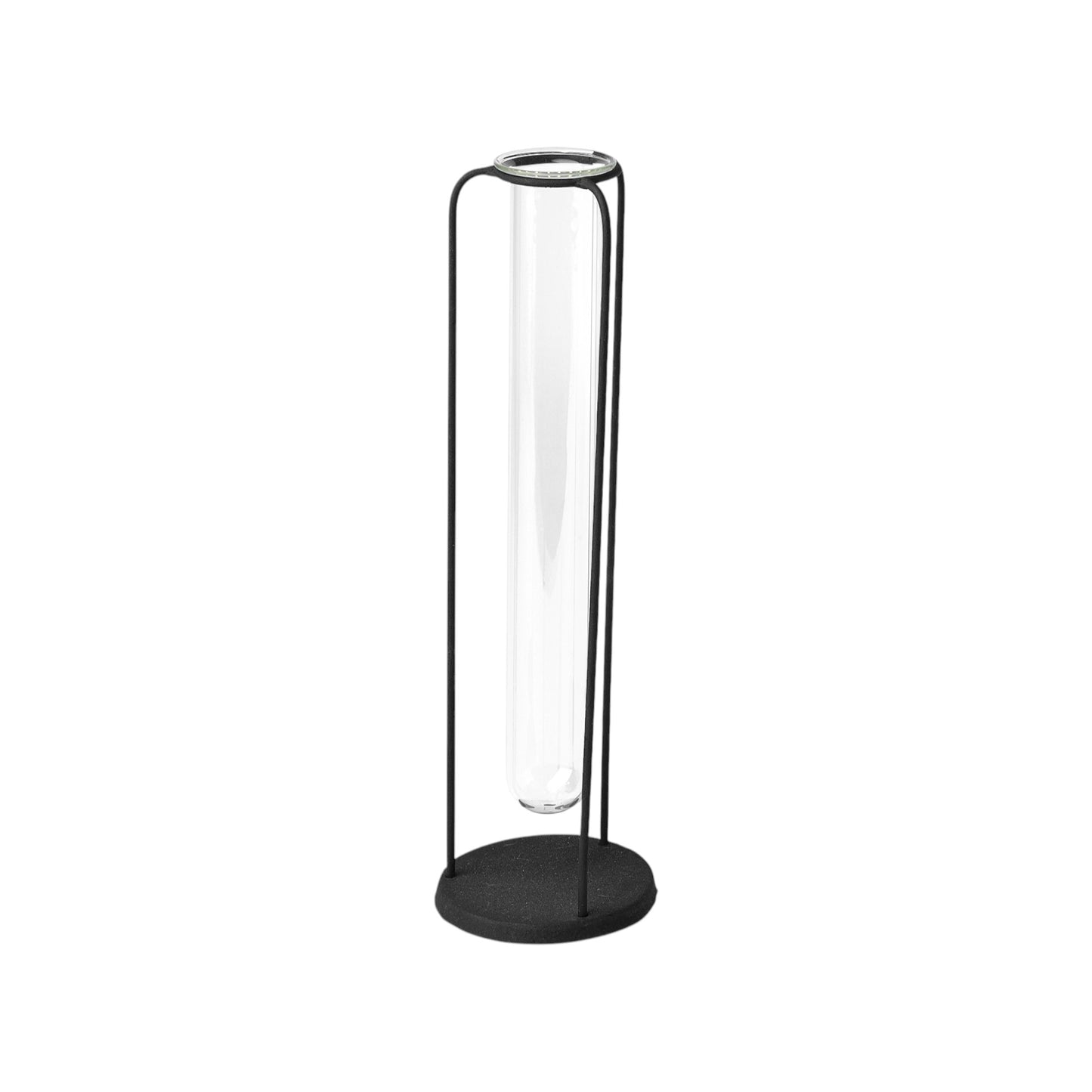 Set of Three Black Abstract Cylinder Metal Table Vase
