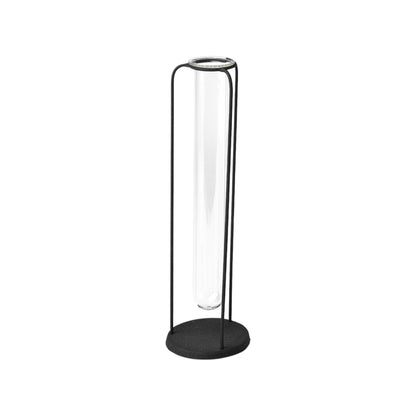 Set of Three Black Abstract Cylinder Metal Table Vase