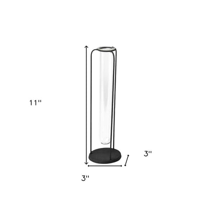 Set of Three Black Abstract Cylinder Metal Table Vase