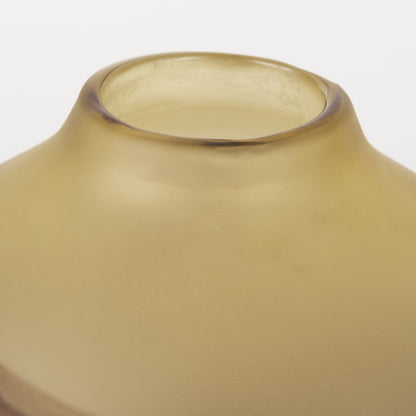 8" Yellow Abstract Cylinder Crystal Glass Table Vase
