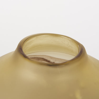 8" Yellow Abstract Cylinder Crystal Glass Table Vase
