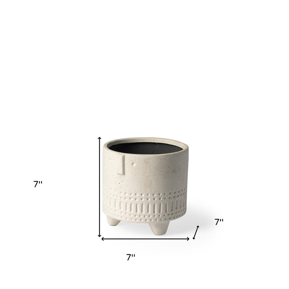 7" White Abstract Cylinder Ceramic Table Vase