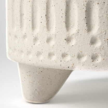 7" White Abstract Cylinder Ceramic Table Vase