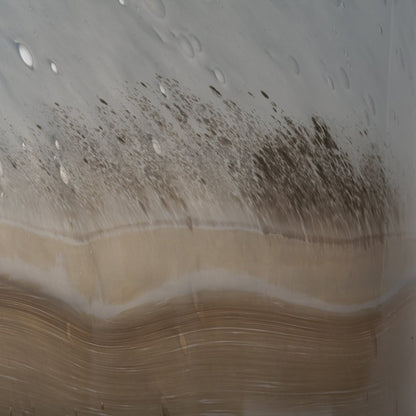 15" Blue And Beige Abstract Cylinder Crystal Glass Table Vase