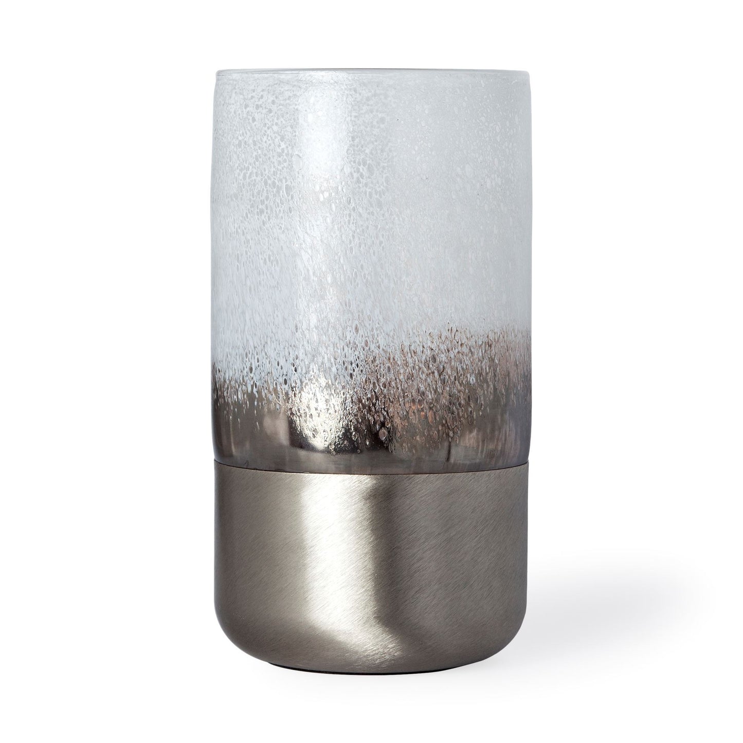12" White Abstract Cylinder Crystal Glass Table Vase